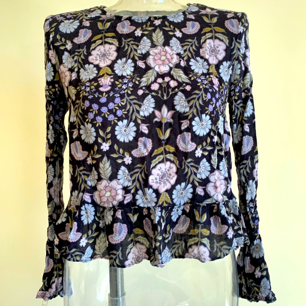 H&M Retro Floral Print Peplum Top